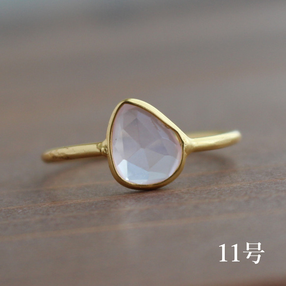 玫瑰石英戒指（黃銅） 第11張的照片