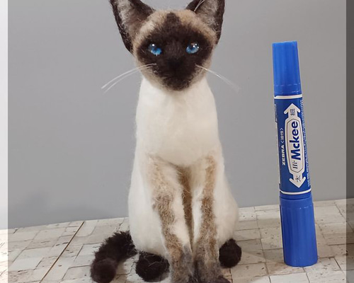 羊毛フェルト 猫 シャム猫さん サイアミーズ ねこ ネコ 猫フィギュア