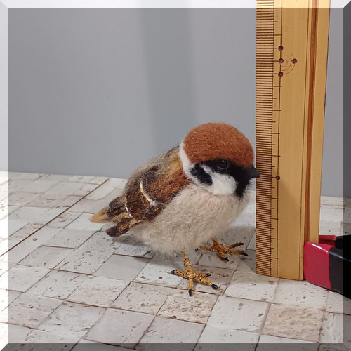 羊毛フェルト 鳥 スズメ 雀 動物フィギュア 羊毛フェルト