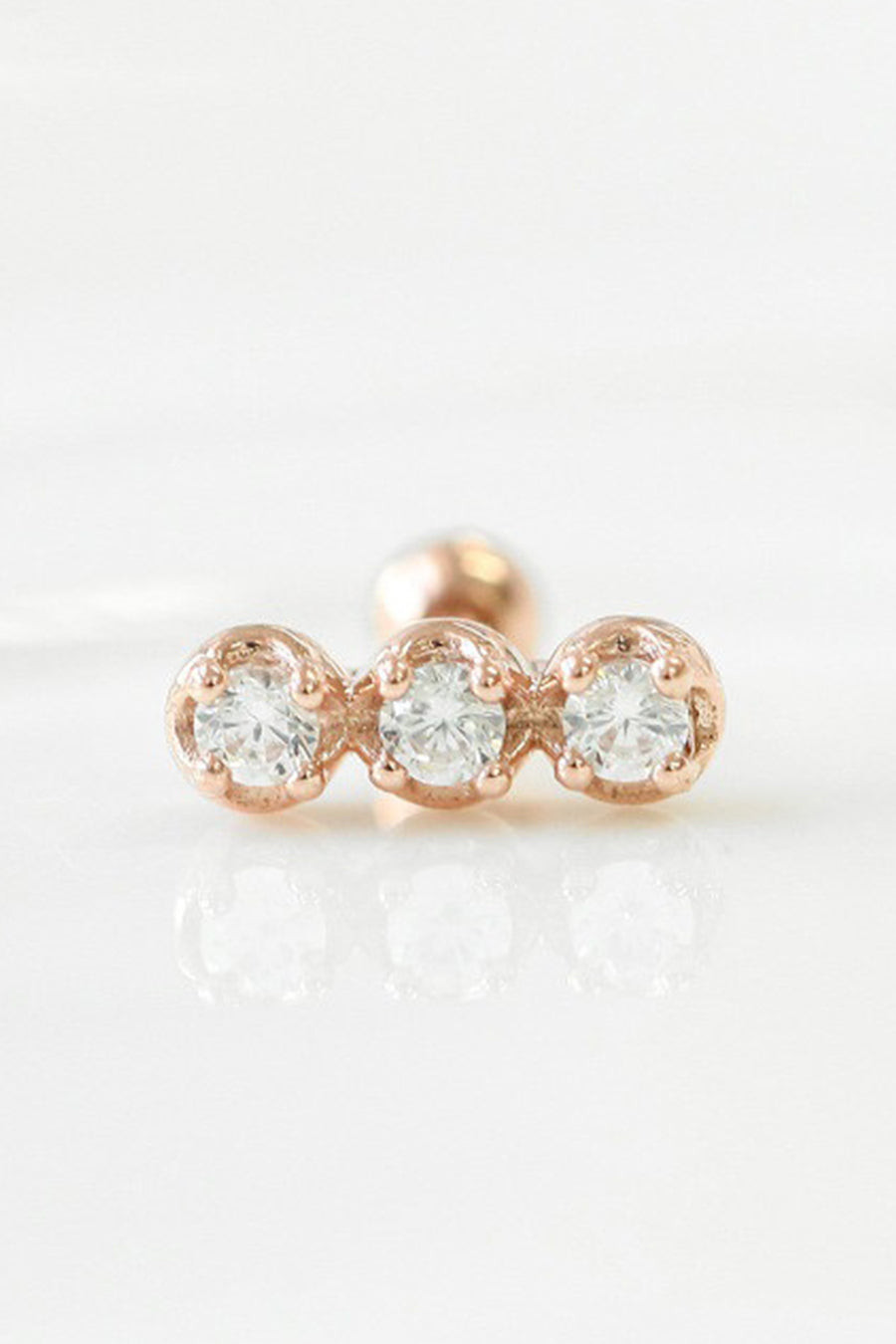 14Kゴールド トリプルボール  ヘリックス 軟骨 アンチトラガス インナーコンク イヤリング ピアス ラブレット