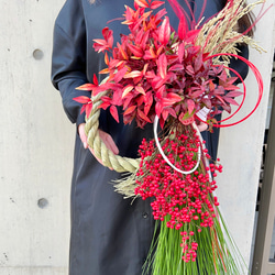 生花 大王松 しめ縄 L 【縁起を呼ぶ大王松のしめ縄飾り 南天と松