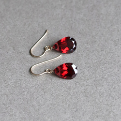 モザンビークガーネット ピアス(イヤリング）天然石 14Kgf 1月誕生石