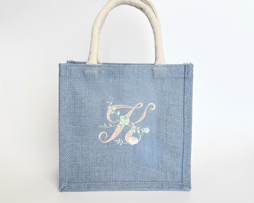 イニシャル刺繍のジュートバッグS プレゼント ギフト トートバッグ