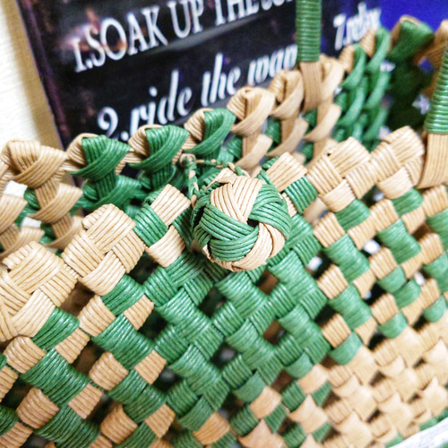 クラフトバンド＊かごバッグM/四畳編み◇オリーブグリーン