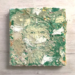 グリーンフロス‒意／アクリル画 18×14㎝ 抽象画 texture-art 薄く淡い