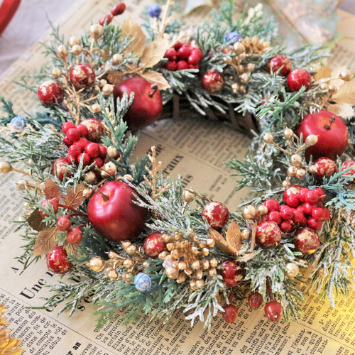 ずっと飾れる♡ベリーのクリスマスリース☆mini アートフラワー L