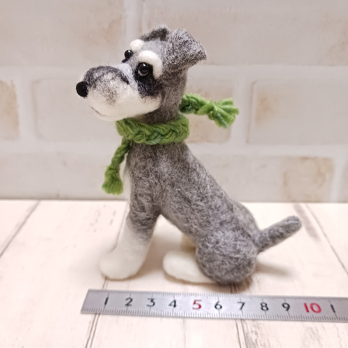 羊毛フェルト　ミニチュアシュナウザー　フレーム2点 羊毛フェルト 犬 シュナウザー フレーム リアル 愛犬 うちの子