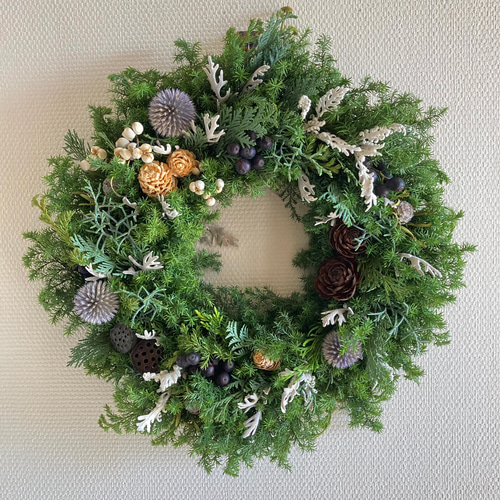 受注制作瑠璃玉アザミのボタニカルリース 