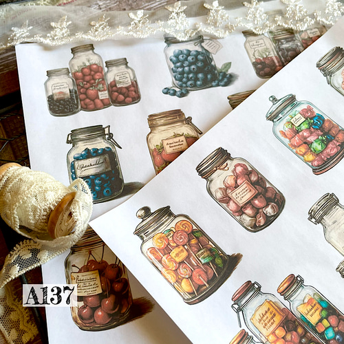 A137コラージュ素材】Gleeシール スイーツ ケーキ ジャンクジャーナル