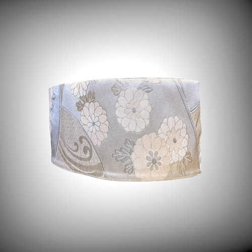 ウエスト 65〜95cm 銀箔帯 サッシュベルト 高級帯 シルバー 帯