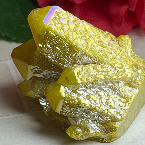 キャンドルクォーツ オーラ 水晶 ラフストーン 原石 クラスター