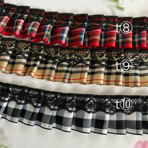 malapaレース☆25mmフリルレース☆チェック柄☆50cm レース malapa