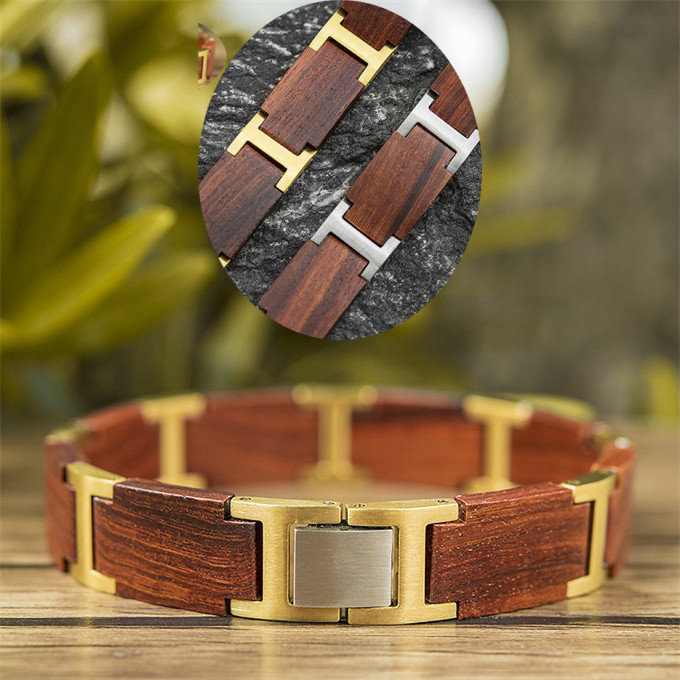 マホガニー 木 タングステン鋼 ステンレス鋼 バングル ブレスレット ハンドメイド 手作り ギフト 232-4