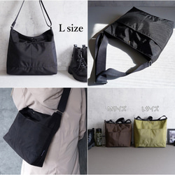 選べるＭ/Ｌサイズ 大容量のスクエア型  ワンショルダーバッグ(軽量/黒/A4対応)撥水ナイロン 通勤通学 旅行に◎ 12枚目の画像