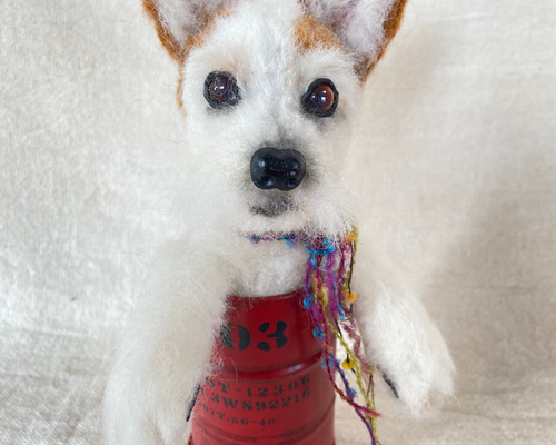 羊毛フェルト　ホワイトテリア ジャックラッセルテリア 羊毛フェルト 愛犬 プレゼント 羊毛フェルト