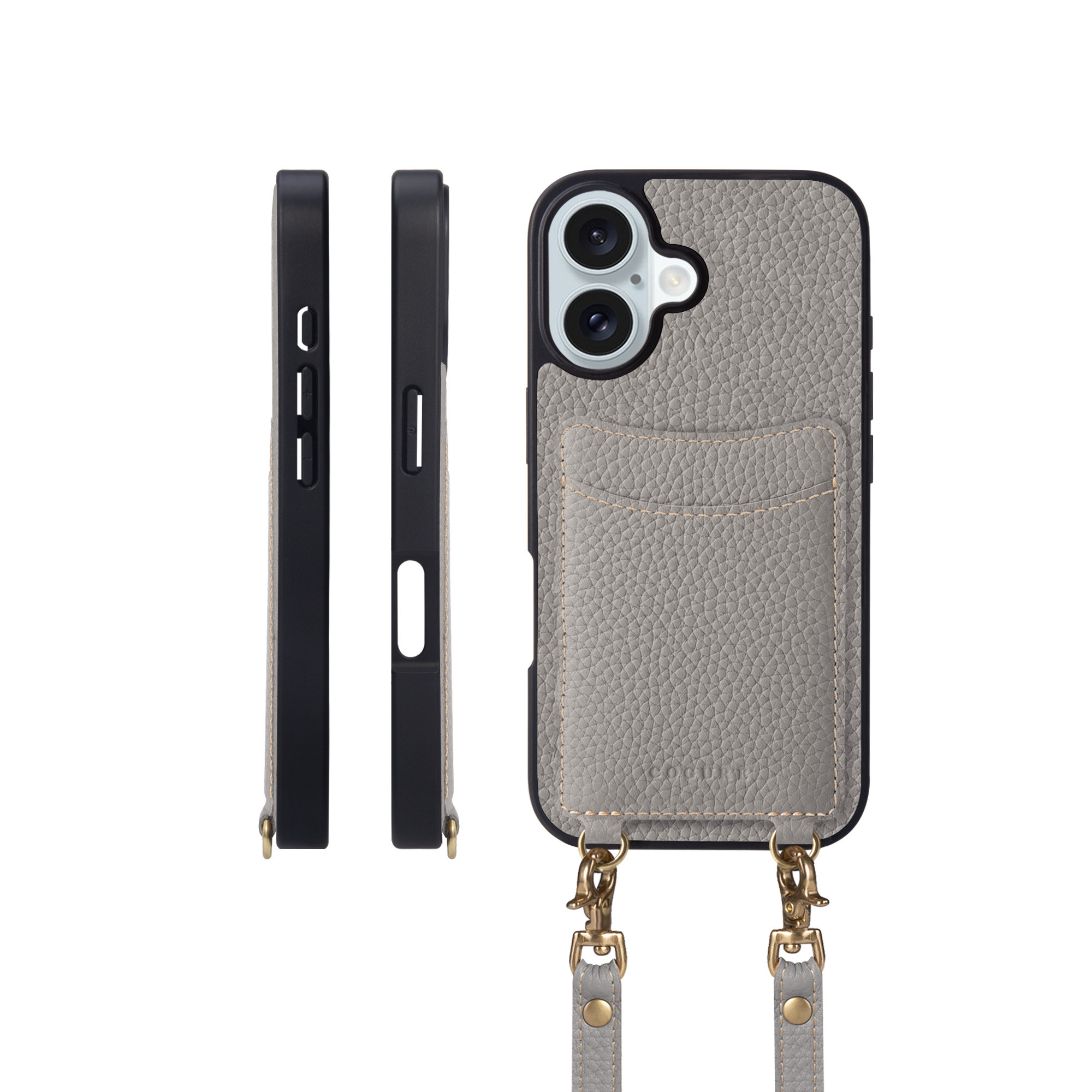 iPhone16Plus ショルダータイプ本革ケース カード収納ポケット付き＜COPGCS＞