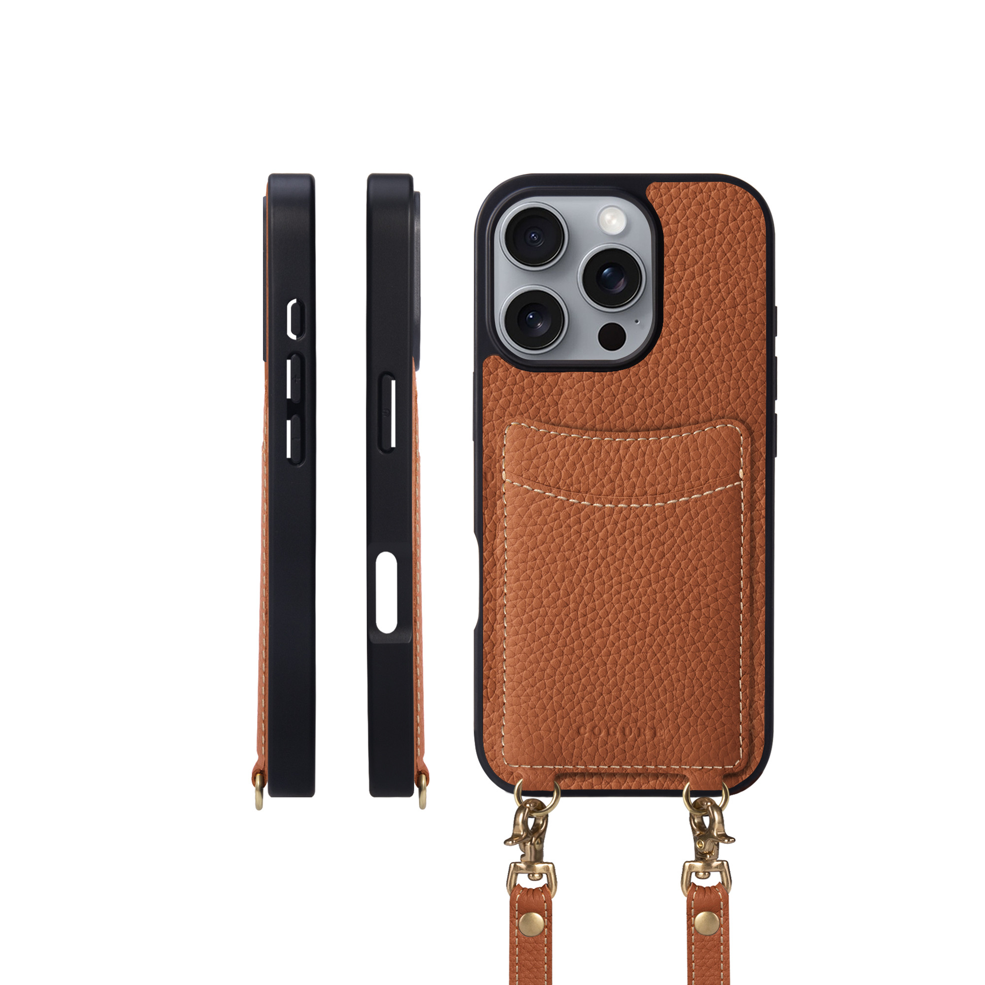 iPhone16ProMax ショルダータイプ本革ケース カード収納ポケット付き＜COPGCS＞