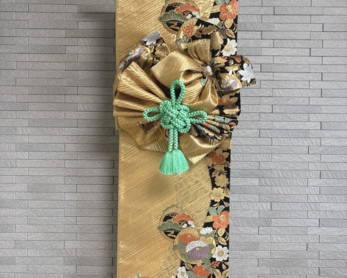 タペストリー　正月飾り　帯飾り　ハンドメイド　手作り　正月掛け軸　リメイク 76ff11ba27a54b3469e7b6fa2d76af