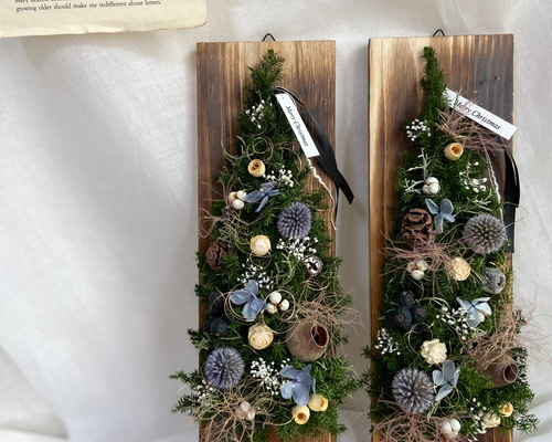 プリザーブドフラワー、クリスマス壁掛け 早割クリスマス2025 クリスマスリースとスワッグのツイン壁飾り