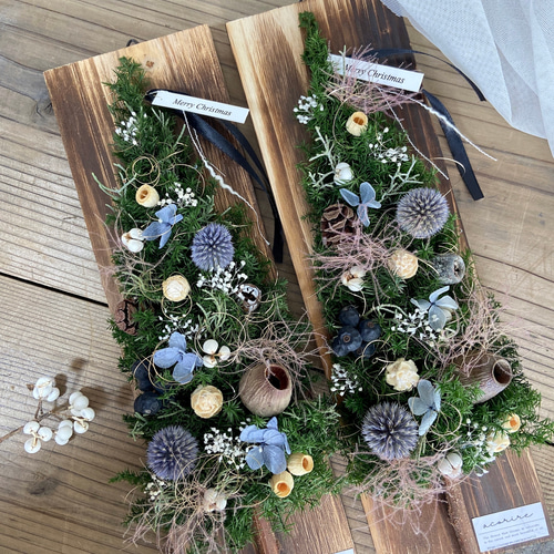 木のぬくもり壁掛けクリスマスツリー プリザーブドフラワー acorire