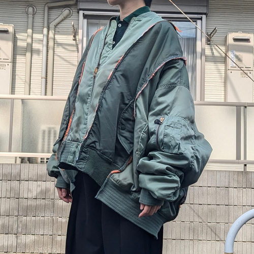 c) オリジナル リメイク オーバーサイズ ドッキング MA-1