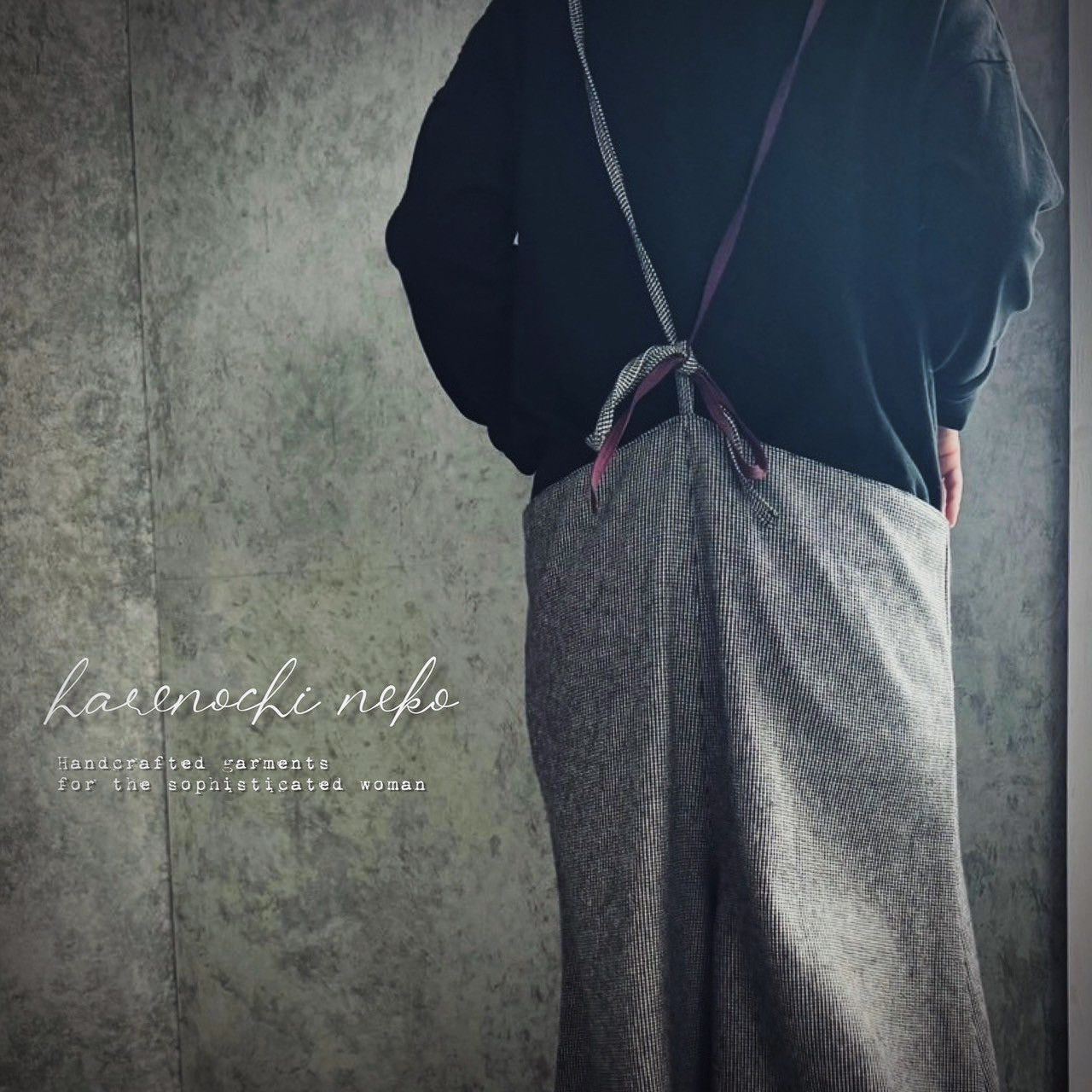 送料無料■10日内発送■【2/18再販】千鳥柄で、大人の魅力。「冬のワイドサロペットパンツ。」ワイドパンツ グレイッシュ