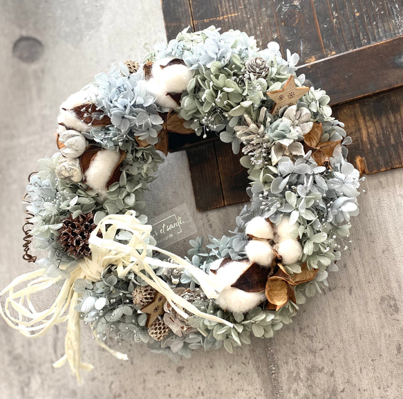 数量限定⭐︎ブルーグレーのお洒落なリース♪ リース aki 通販