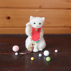 羊毛◆招き猫◆春まり　紫房 8枚目の画像