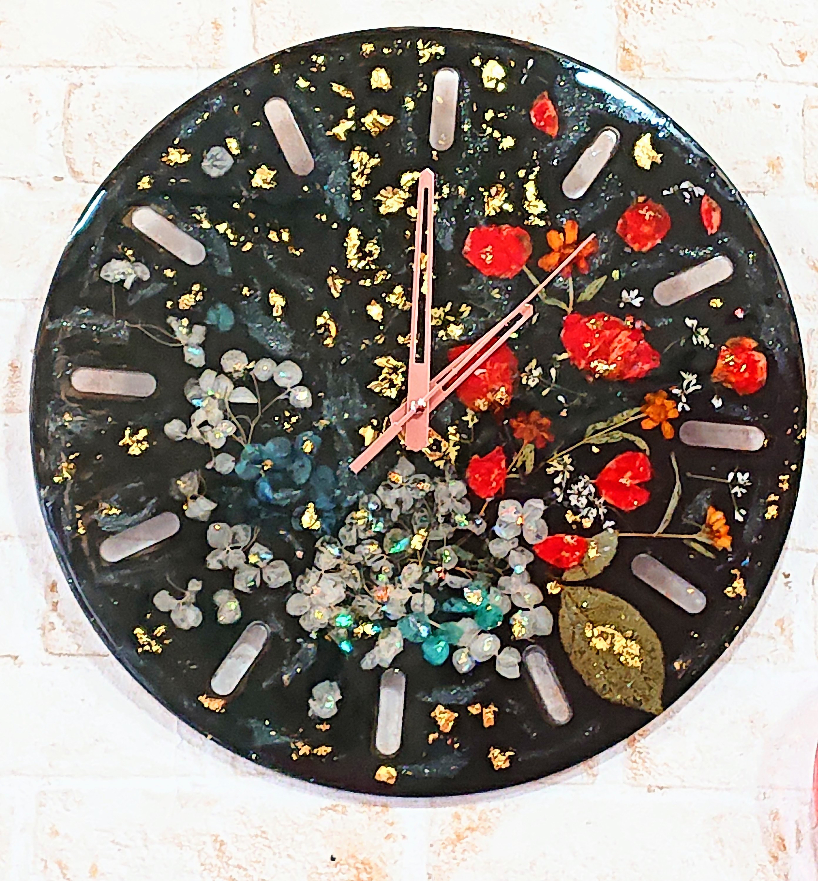 掛け時計  インテリア  ドライフラワー