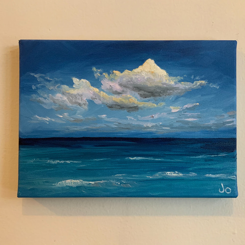 手描きの油絵作品】Blue ocean 絵画 JO 