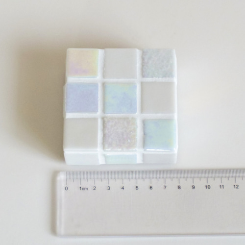 光沢パールMix ホワイト モザイクタイルのディスプレイトレイ スクエア