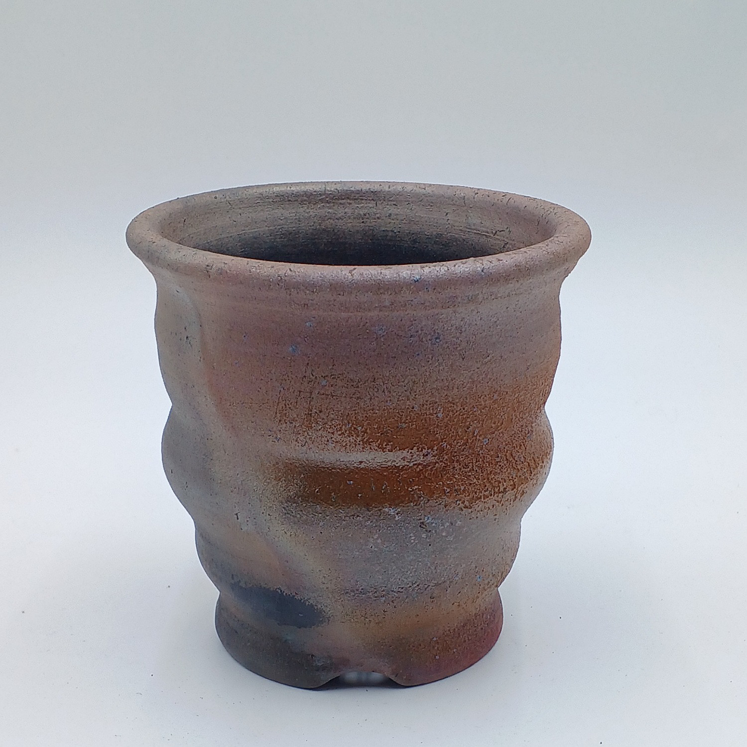 4号　BsLab の植木鉢 C-48 (炭化焼成・匣詰め・窯変・焼締)
