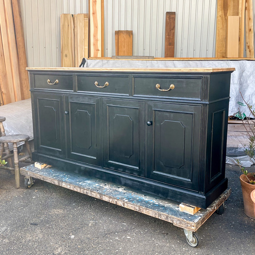 アンティークキャビネット ホワイトーク無垢材 ディスプレイ