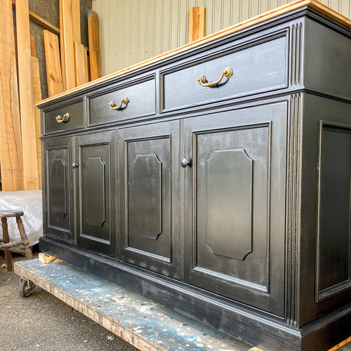 アンティークキャビネット ホワイトーク無垢材 ディスプレイ