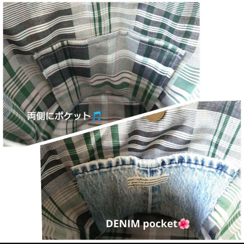 No.579【DENIM✖️Blackひょうたんキルト バケツ型BAG】デニム