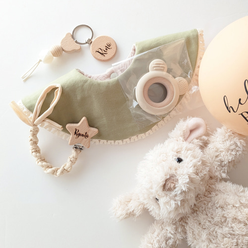 出産祝い4点セット ぬいぐるみ ラッピング 男女OK スタイ