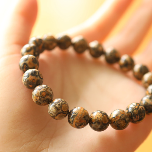 独創的なヒョウ柄☆…☆レオパードスキンジャスパー：9.5ミリ