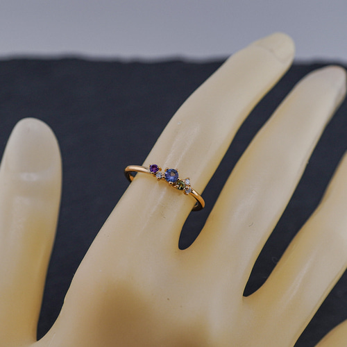 K18 天然ダイヤモンド マルチカラーリング G-004 指輪・リング Atelier