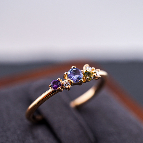 K18 天然ダイヤモンド マルチカラーリング G-004 指輪・リング Atelier