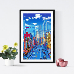 版画絵　ニューヨークの風景？　ヴィンテージ 版画絵 ニューヨークの風景？ ヴィンテージ