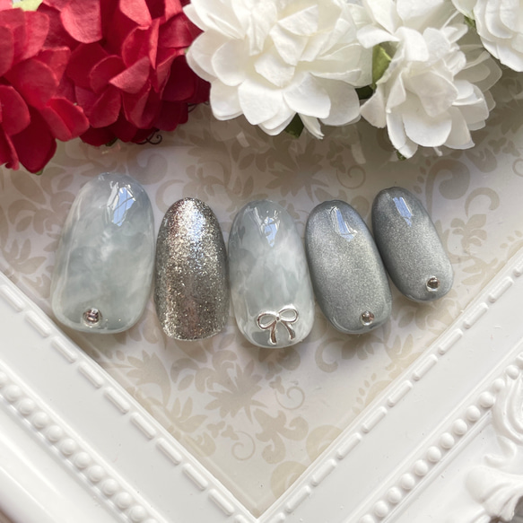 ネイルチップ 冬ネイル ニュアンスネイル マグネットネイル カラー変更