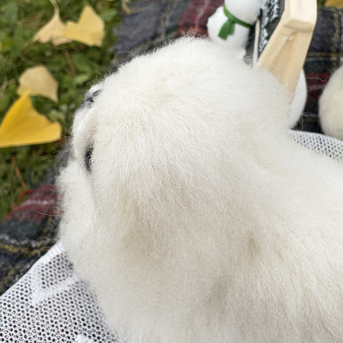 羊毛フェルトのもふもふで大きいぬぼっとまったりお顔のペキニーズ