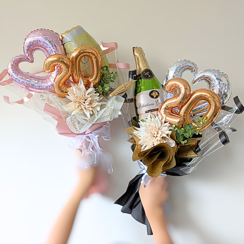 祝☆20歳！成人祝いバルーンブーケ＜PINK＞│ 二十歳 成人の日