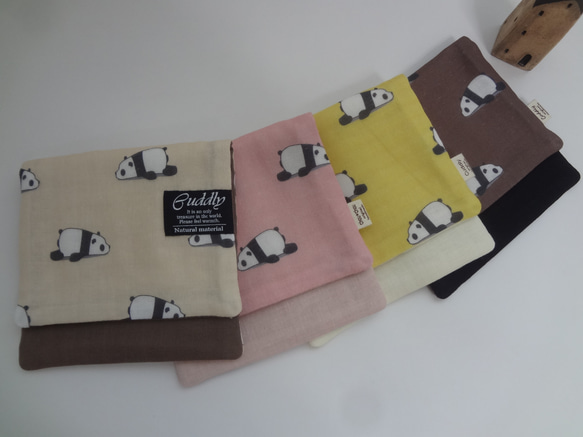 大きめ*パンダ*やわらかガーゼハンカチ4枚セット*ハンドメイド 大きめ*パンダ*やわらかガーゼハンカチ4枚セット ハンカチ