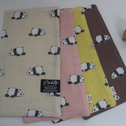 大きめ*パンダ*やわらかガーゼハンカチ4枚セット*ハンドメイド 大きめ*パンダ*やわらかガーゼハンカチ4枚セット ハンカチ