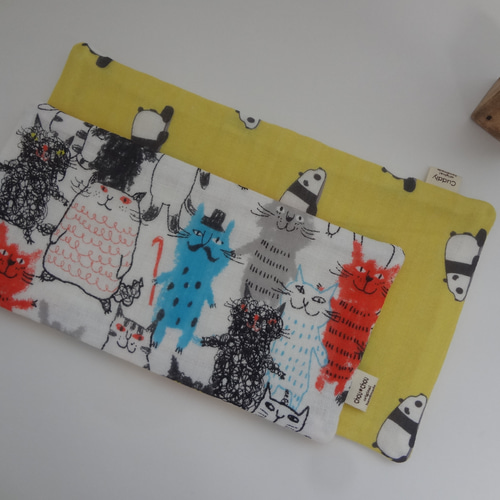 大きめ*パンダ*やわらかガーゼハンカチ4枚セット*ハンドメイド 大きめ*パンダ*やわらかガーゼハンカチ4枚セット ハンカチ