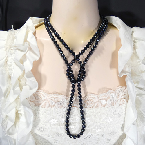 黒真珠 アコヤ本真珠ネックレス 約7.0mmブラック超ロング120cm3 黒真珠 アコヤ本真珠ネックレス 約7.0mmブラック超ロング120cm3