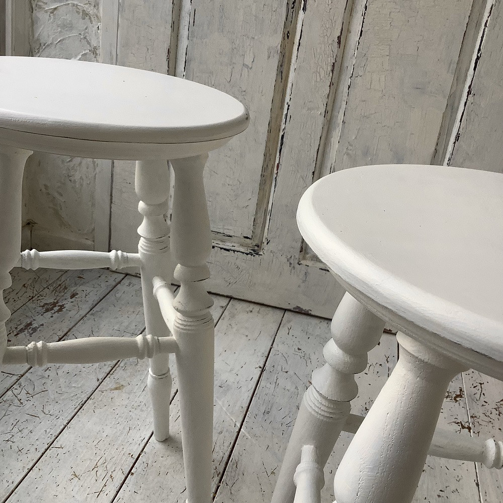 【受注制作】ハイスツール・スツール・フレンチカントリー・高さ55㎝・（キレイ目ホワイト・座面面取りタイプ）#11