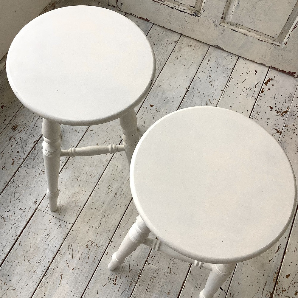 【受注制作】ハイスツール・スツール・フレンチカントリー・高さ55㎝・（キレイ目ホワイト・座面面取りタイプ）#11