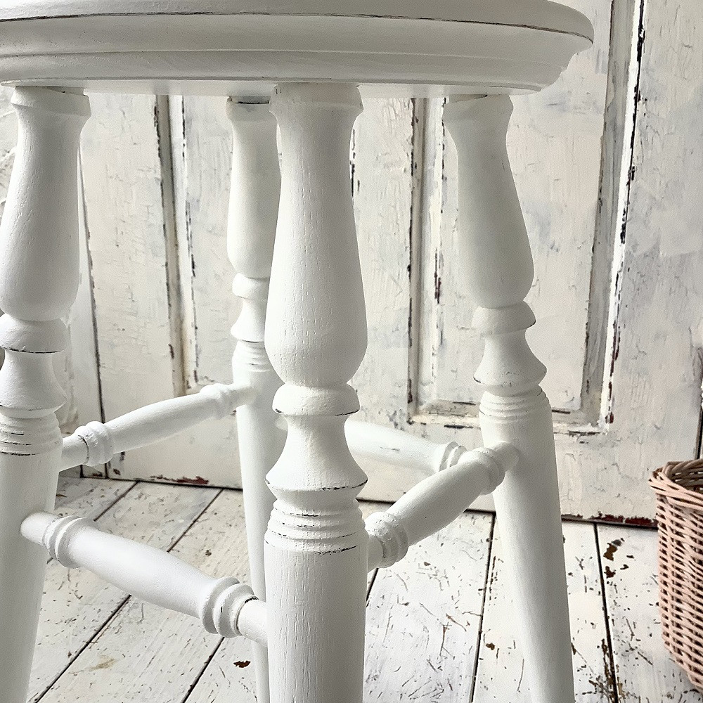 【受注制作】ハイスツール・スツール・フレンチカントリー・高さ55㎝・（キレイ目ホワイト・座面面取りタイプ）#11